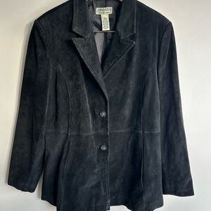 Vintage St. John's Bay Black Genuine Leather Suede Jacket women’s Size L